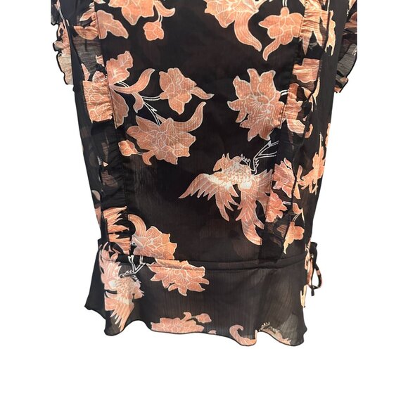 SCOTCH & SODA Black Pink Bird Floral Sheer Top Size XS - Picture 5 of 8